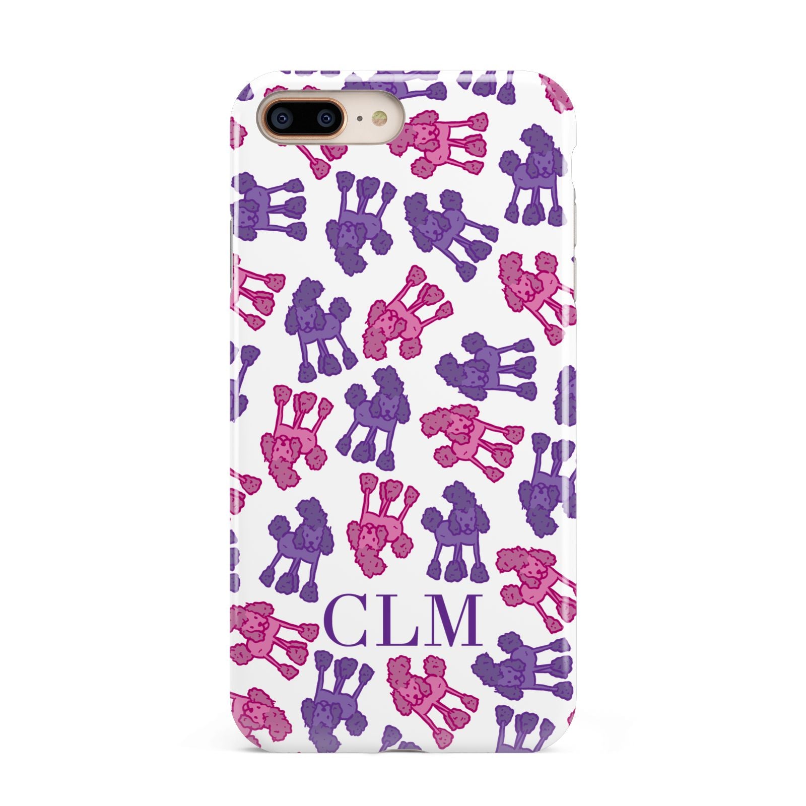 Personalised Poodle Initials Clear Apple iPhone 7 8 Plus 3D Tough Case