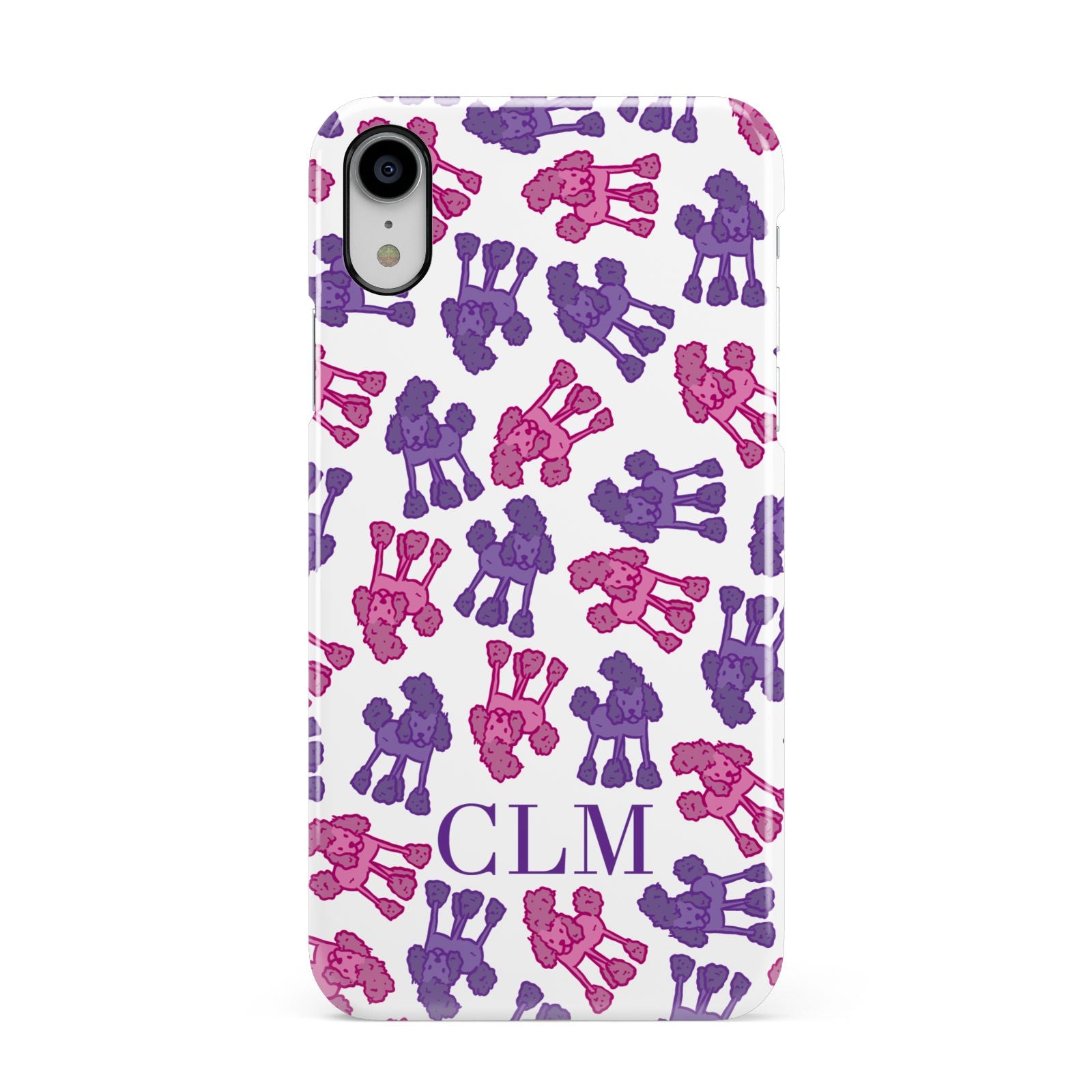 Personalised Poodle Initials Clear Apple iPhone XR White 3D Snap Case