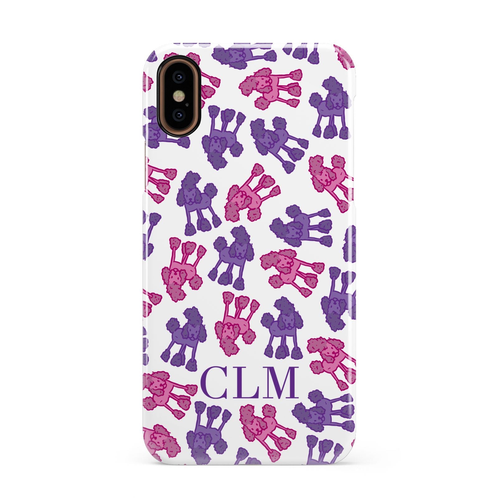 Personalised Poodle Initials Clear Apple iPhone XS 3D Snap Case