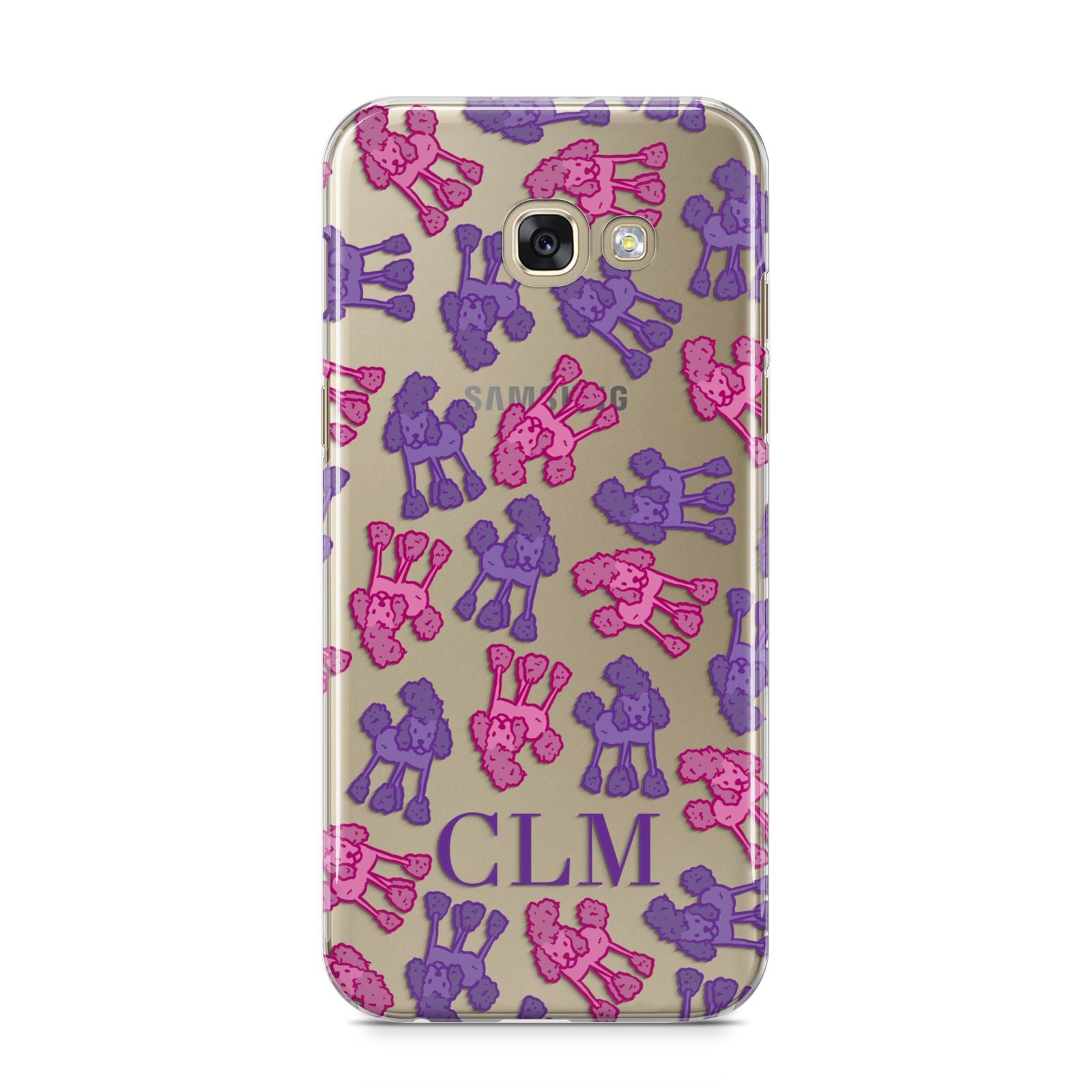 Personalised Poodle Initials Clear Samsung Galaxy A5 2017 Case on gold phone