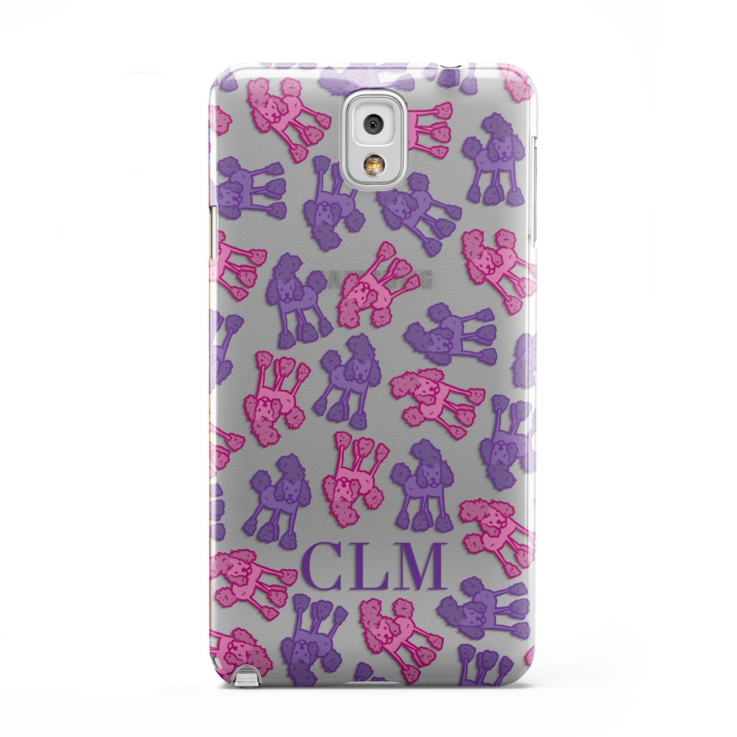 Personalised Poodle Initials Clear Samsung Galaxy Note 3 Case