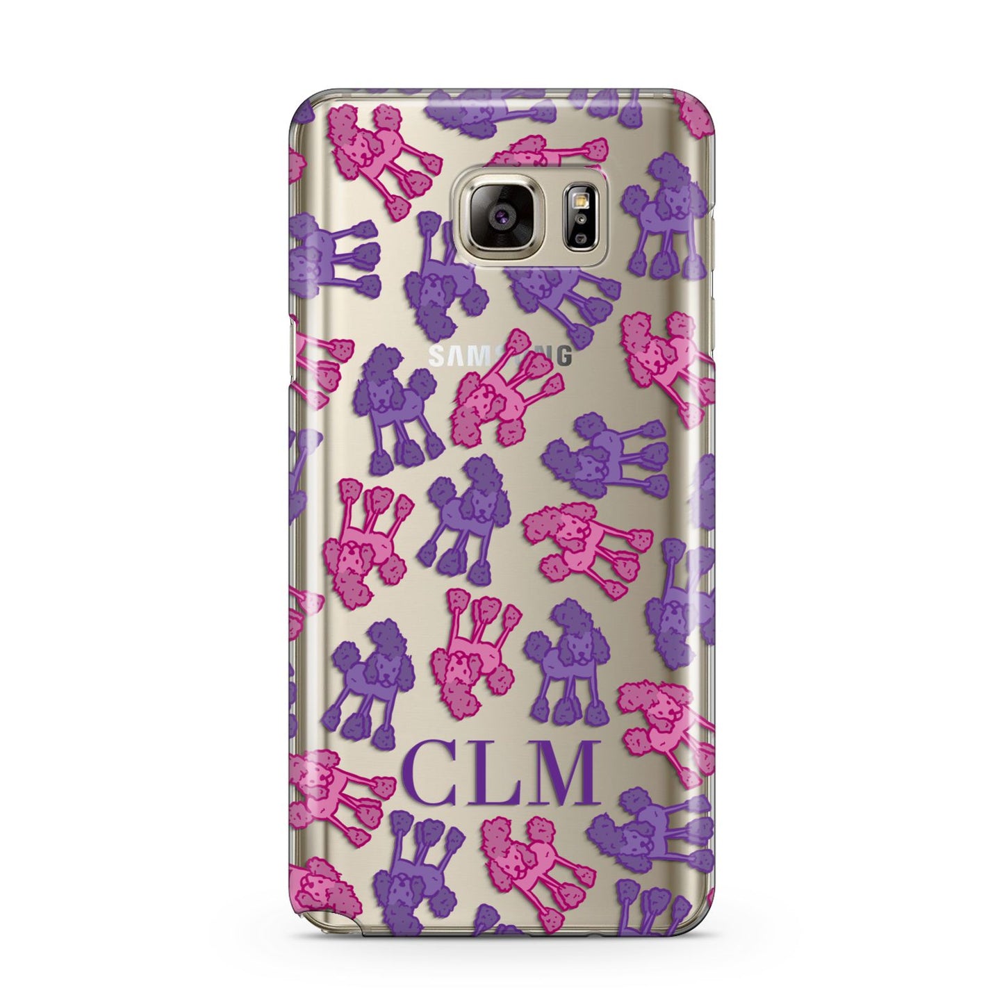 Personalised Poodle Initials Clear Samsung Galaxy Note 5 Case