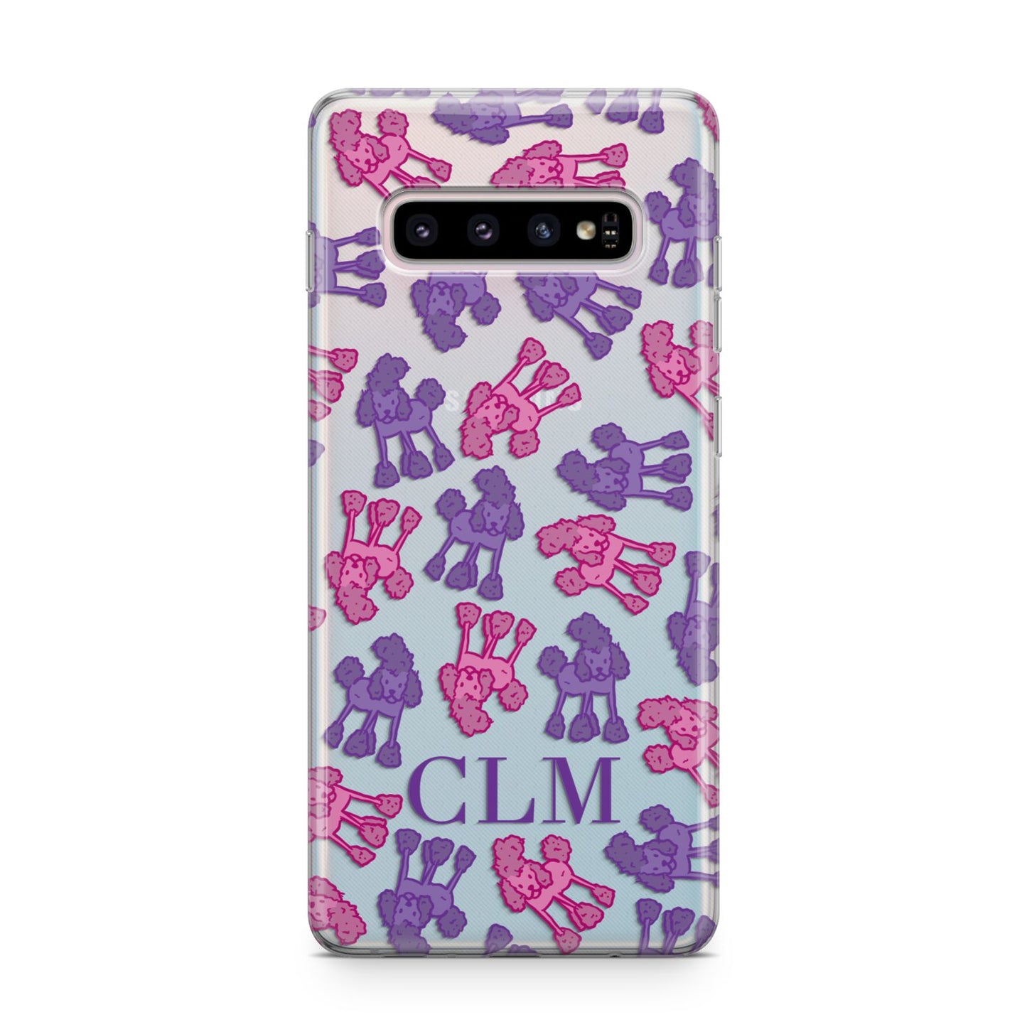 Personalised Poodle Initials Clear Samsung Galaxy S10 Plus Case