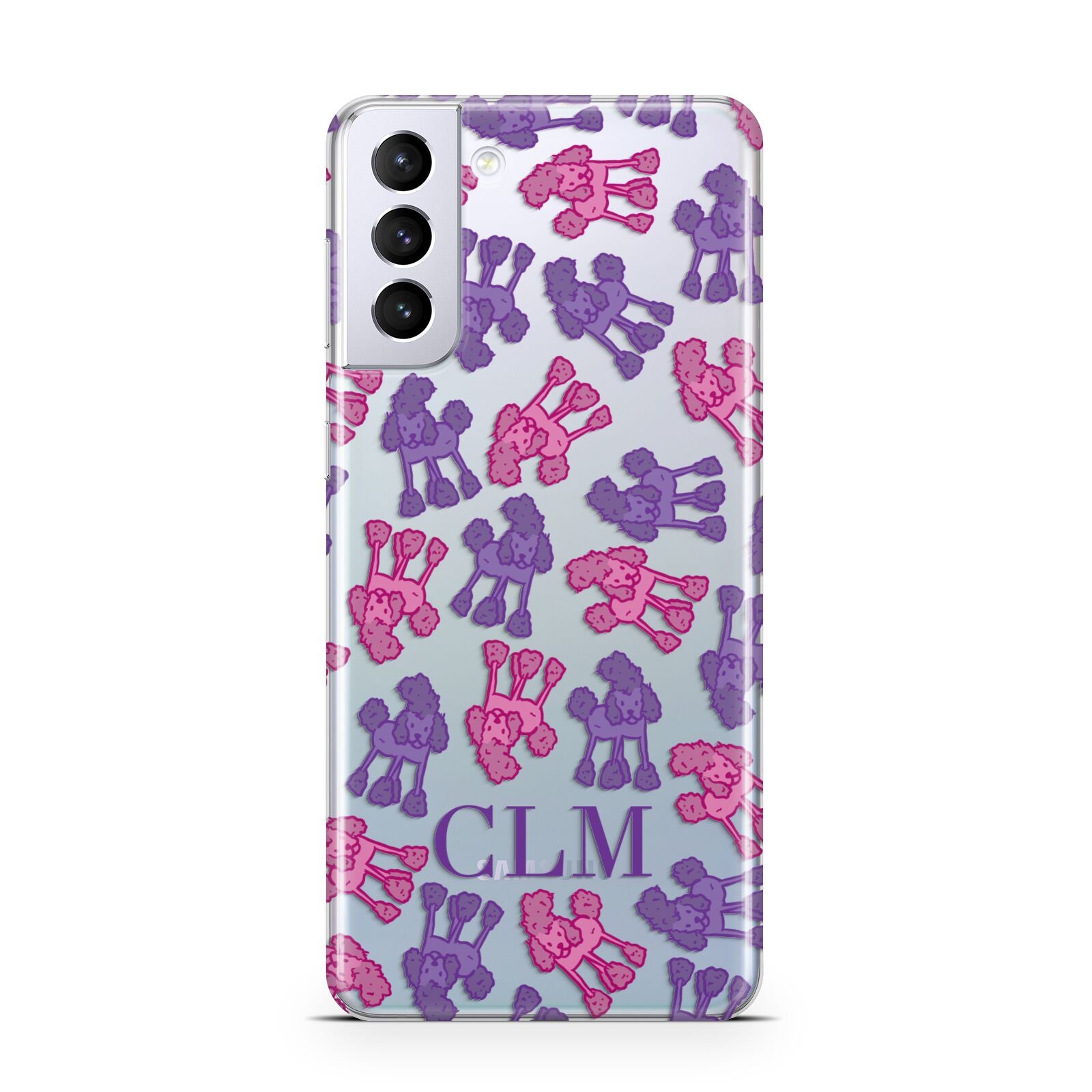 Personalised Poodle Initials Clear Samsung S21 Plus Phone Case
