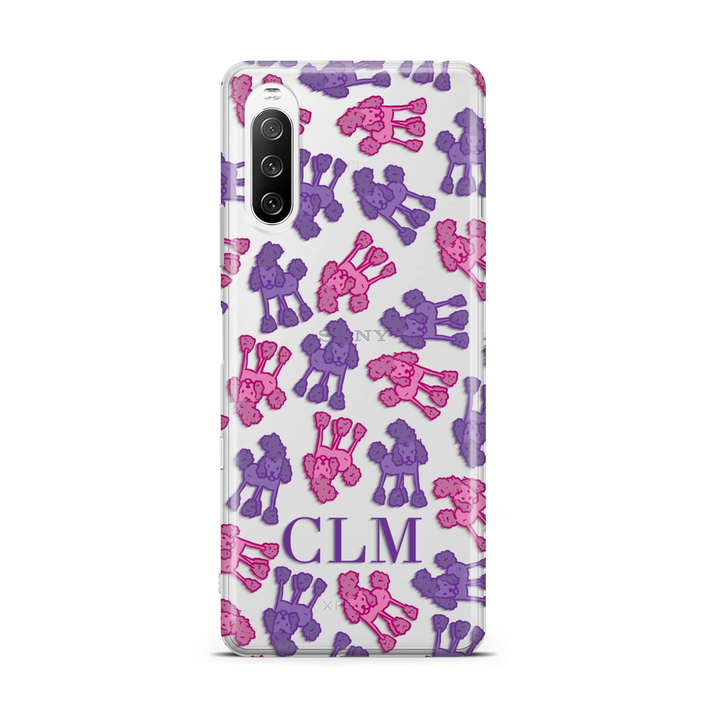 Personalised Poodle Initials Clear Sony Xperia 10 III Case