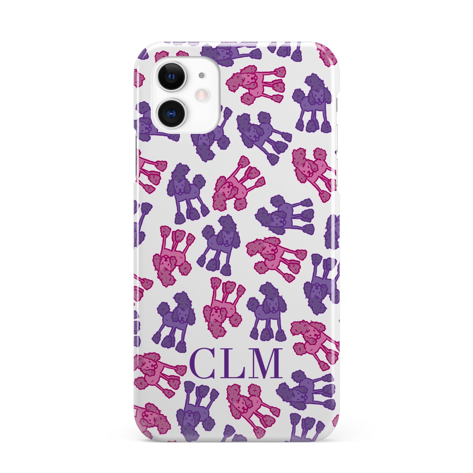 Personalised Poodle Initials Clear iPhone 11 3D Snap Case
