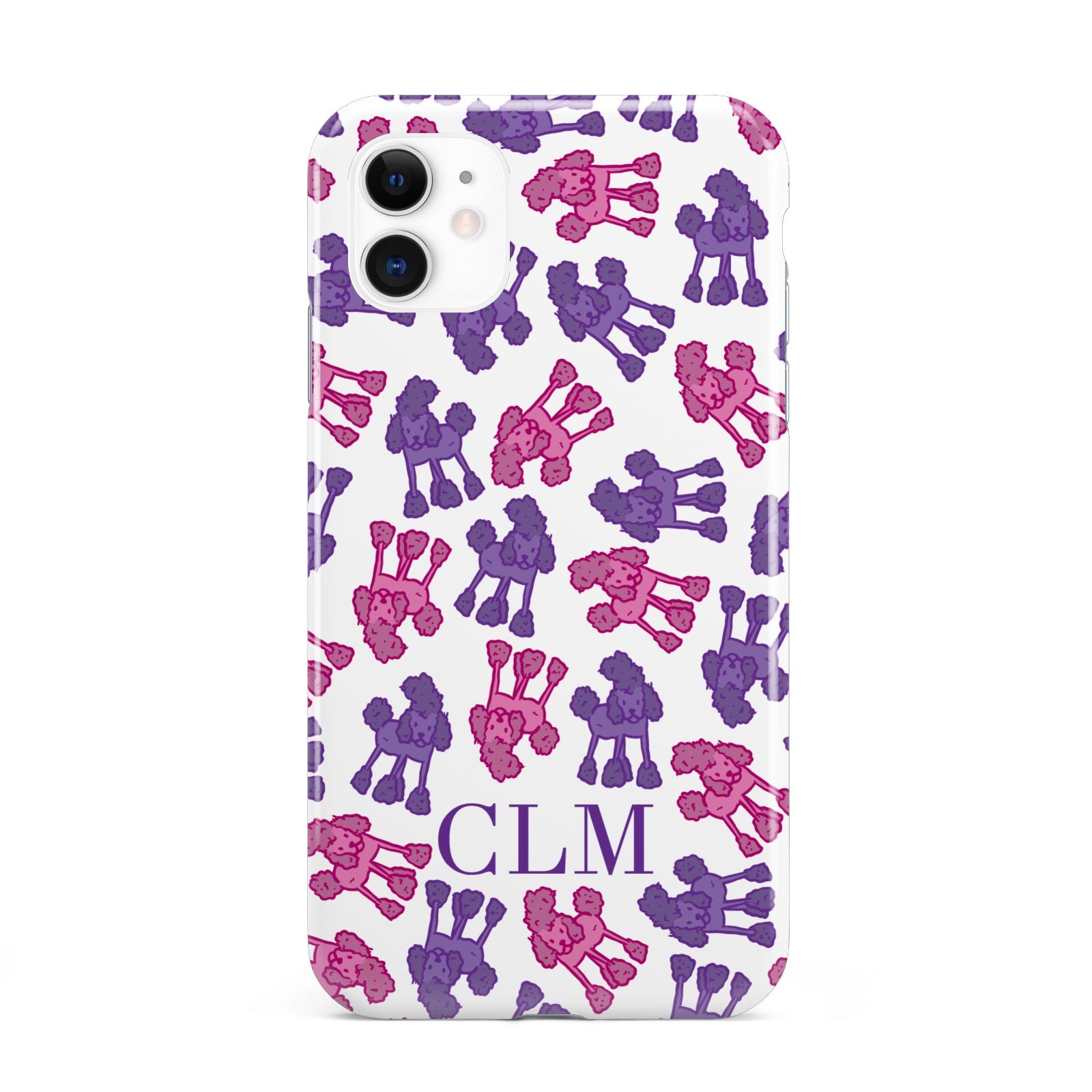 Personalised Poodle Initials Clear iPhone 11 3D Tough Case