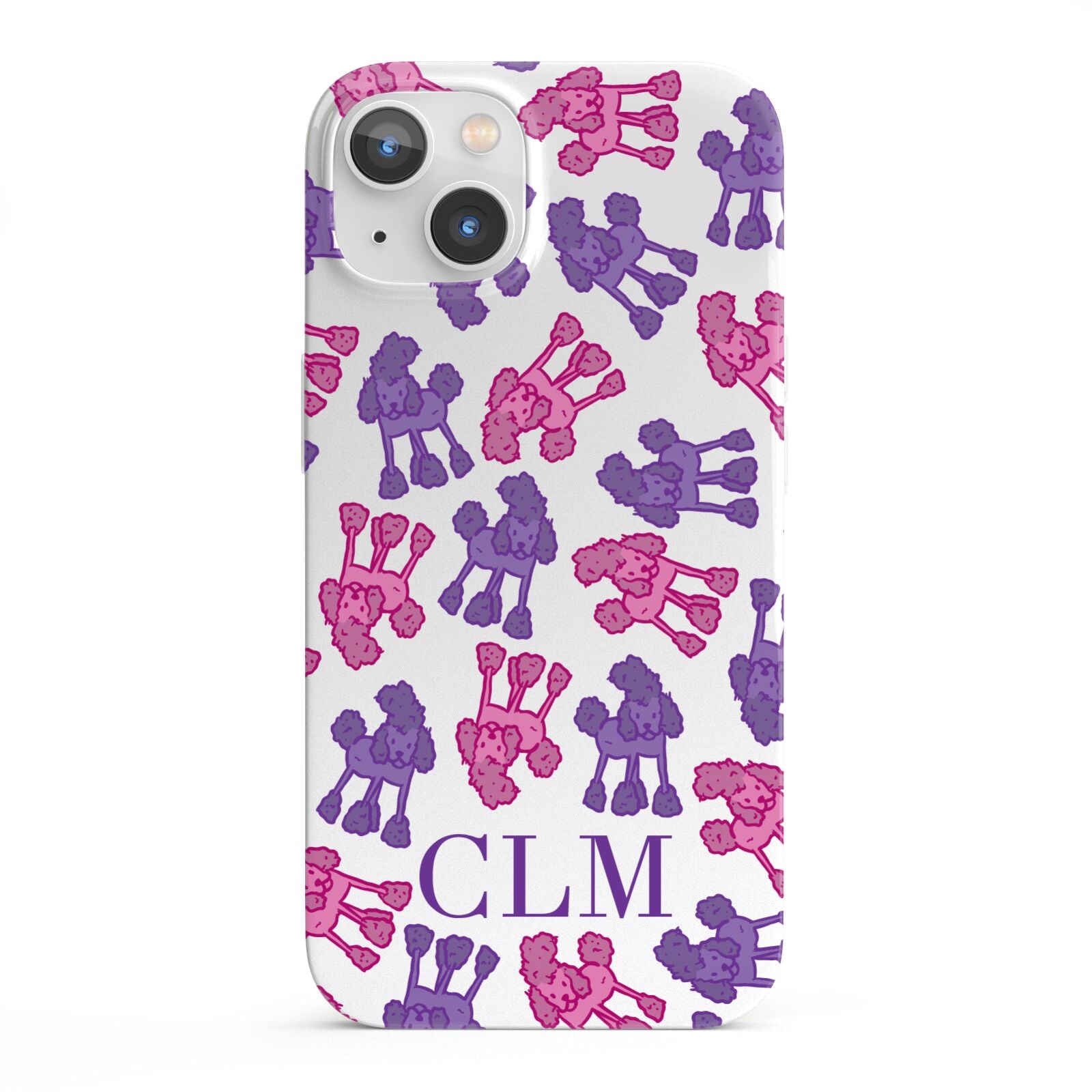 Personalised Poodle Initials Clear iPhone 13 Full Wrap 3D Snap Case