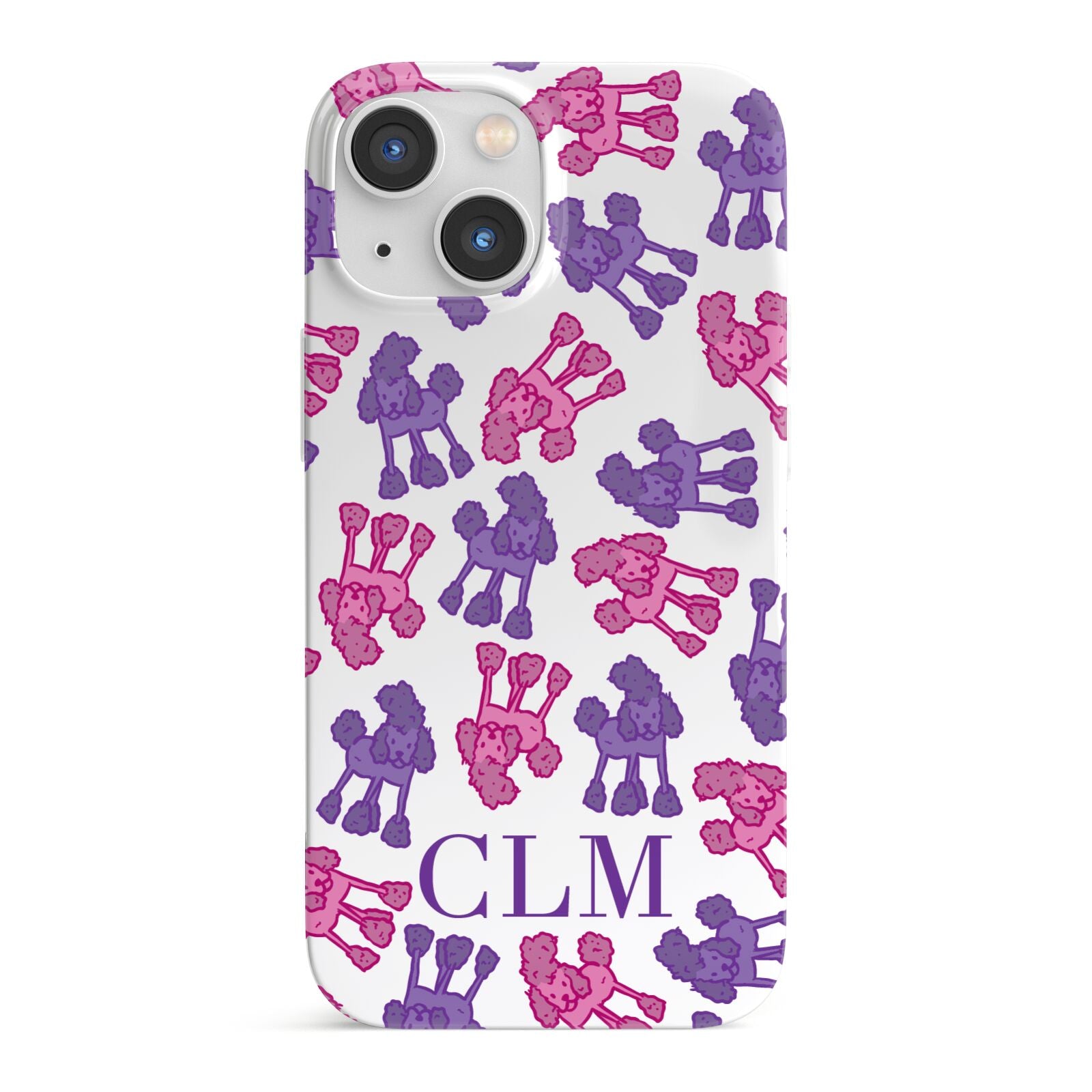 Personalised Poodle Initials Clear iPhone 13 Mini Full Wrap 3D Snap Case