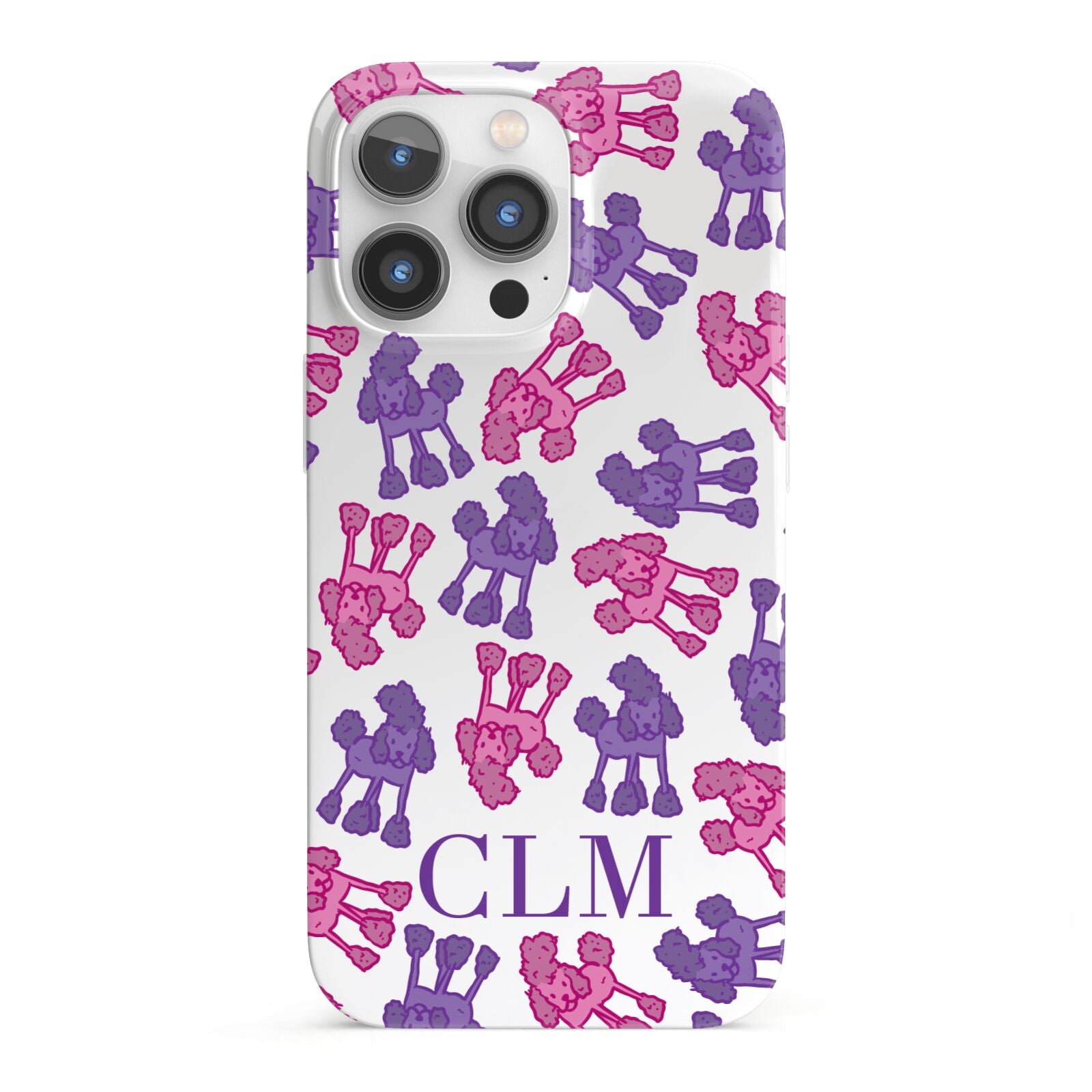 Personalised Poodle Initials Clear iPhone 13 Pro Full Wrap 3D Snap Case
