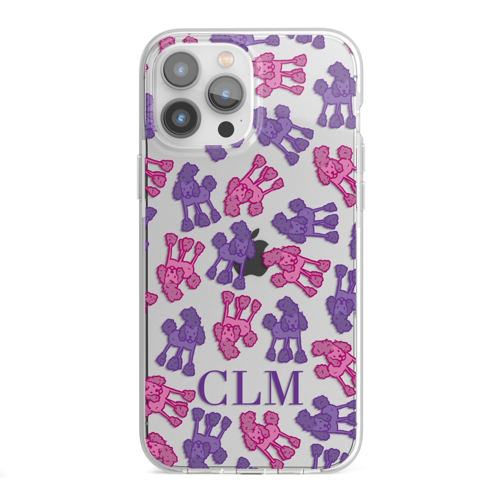 Personalised Poodle Initials Clear iPhone 13 Pro Max TPU Impact Case with White Edges