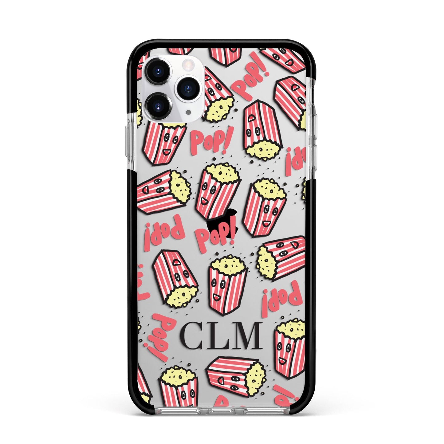 Personalised Popcorn Initials Apple iPhone 11 Pro Max in Silver with Black Impact Case