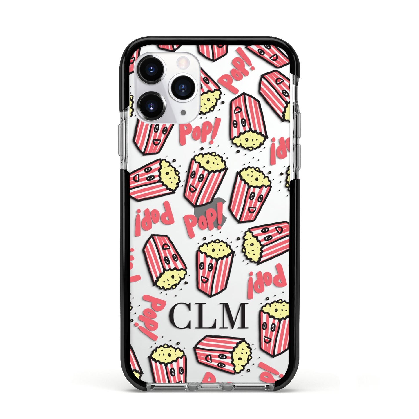 Personalised Popcorn Initials Apple iPhone 11 Pro in Silver with Black Impact Case