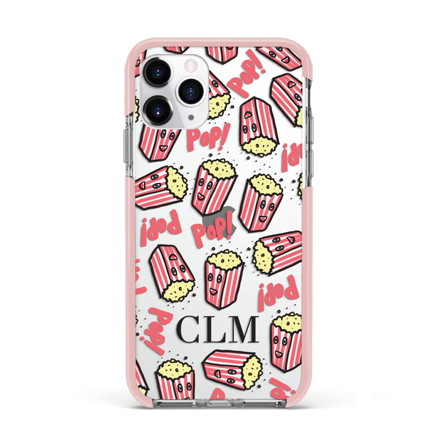 Personalised Popcorn Initials Apple iPhone 11 Pro in Silver with Pink Impact Case