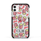 Personalised Popcorn Initials Apple iPhone 11 in White with Black Impact Case