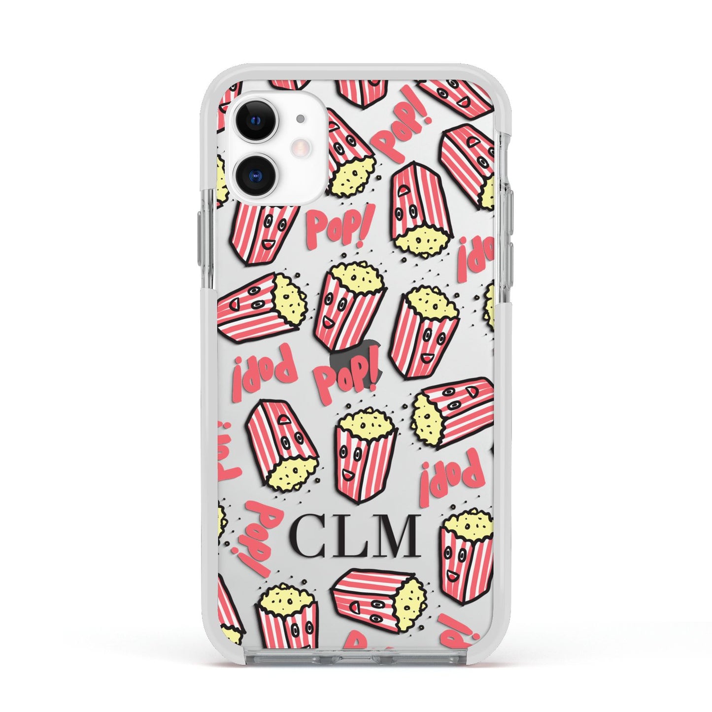 Personalised Popcorn Initials Apple iPhone 11 in White with White Impact Case
