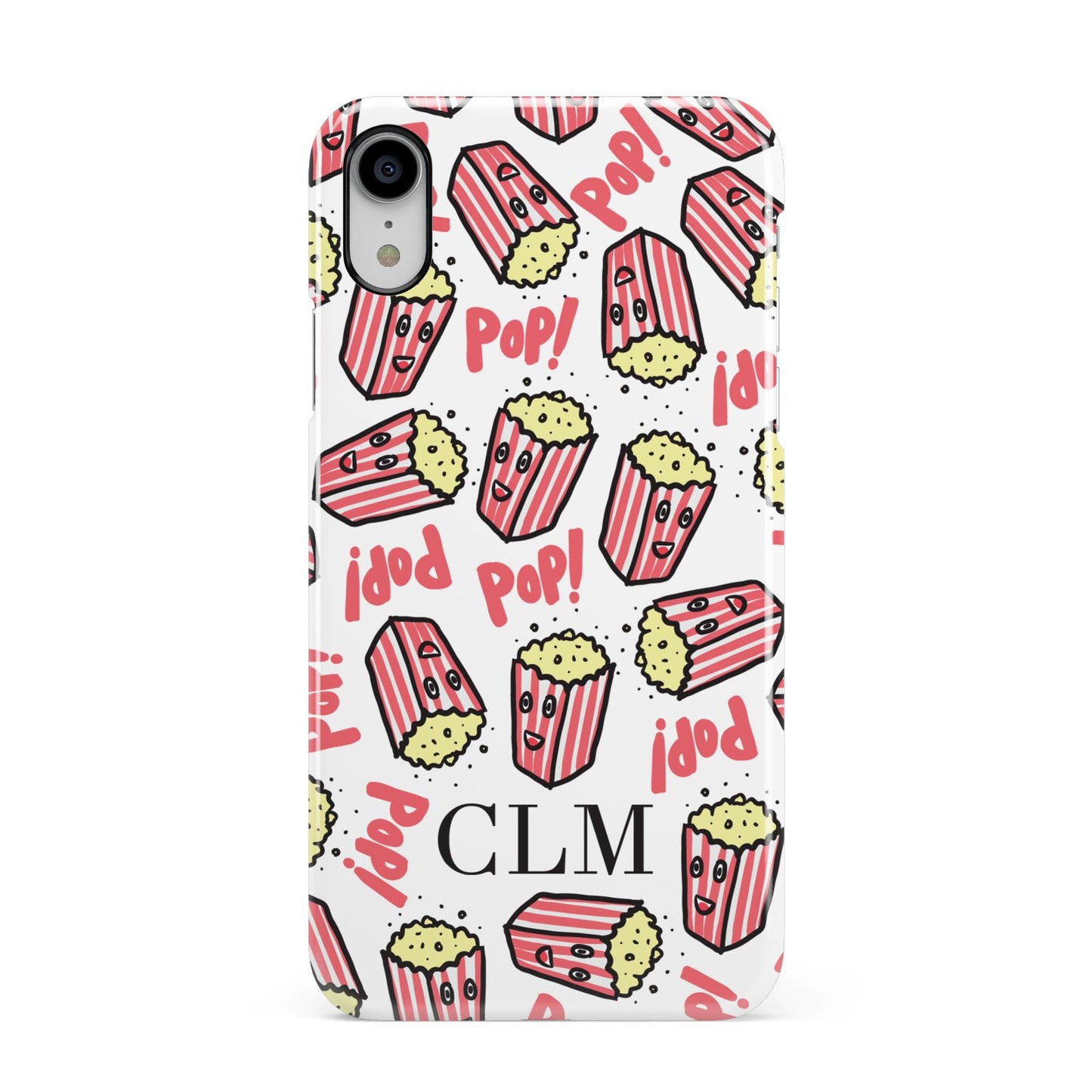 Personalised Popcorn Initials Apple iPhone XR White 3D Snap Case