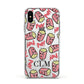 Personalised Popcorn Initials Apple iPhone Xs Impact Case White Edge on Silver Phone