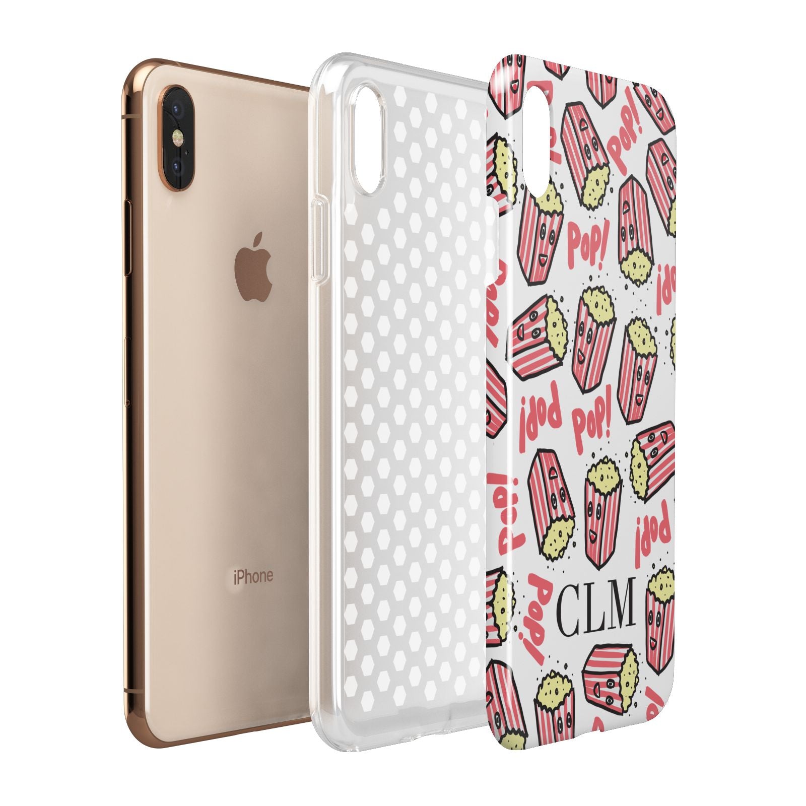 Personalised Popcorn Initials Apple iPhone Xs Max 3D Tough Case Expanded View