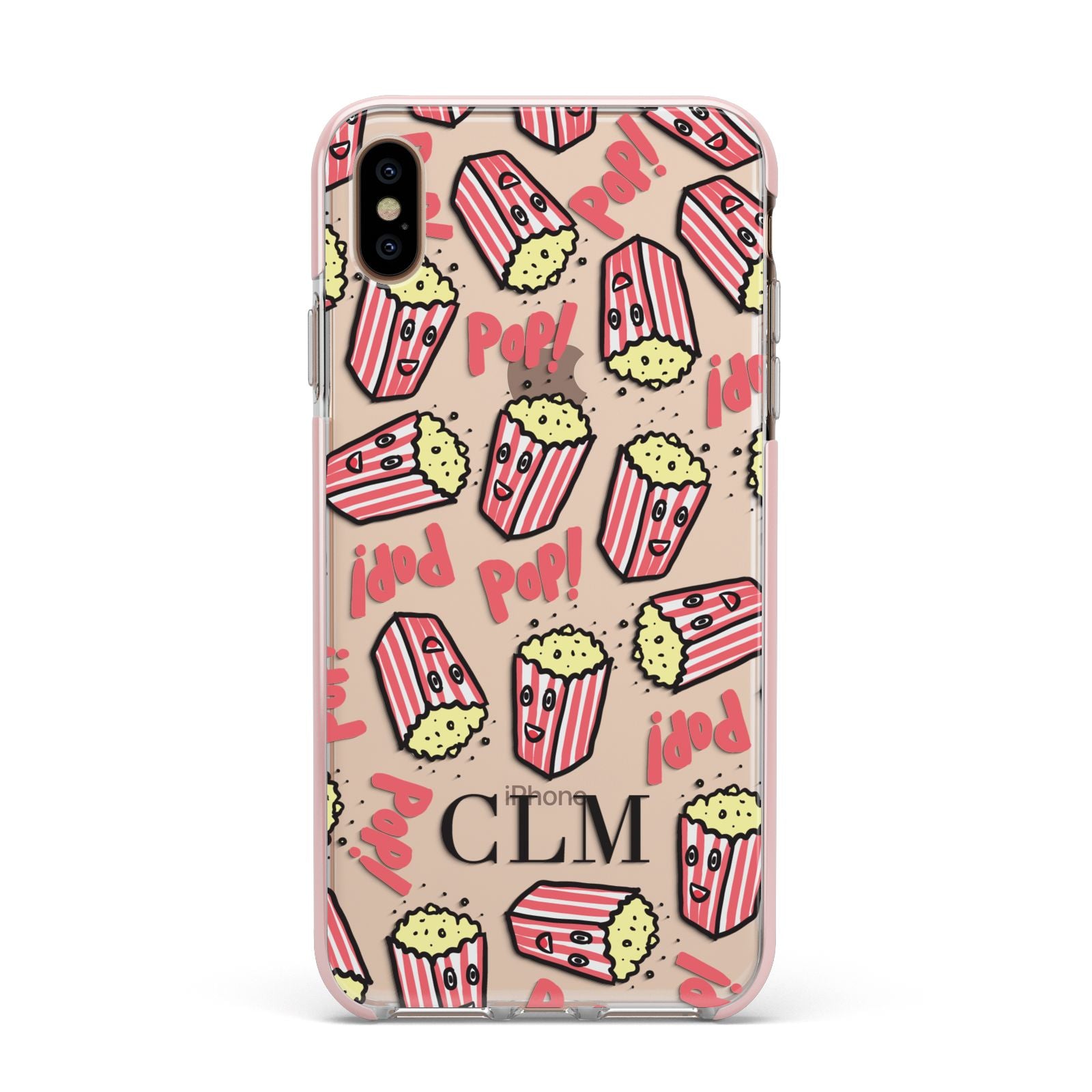 Personalised Popcorn Initials Apple iPhone Xs Max Impact Case Pink Edge on Gold Phone