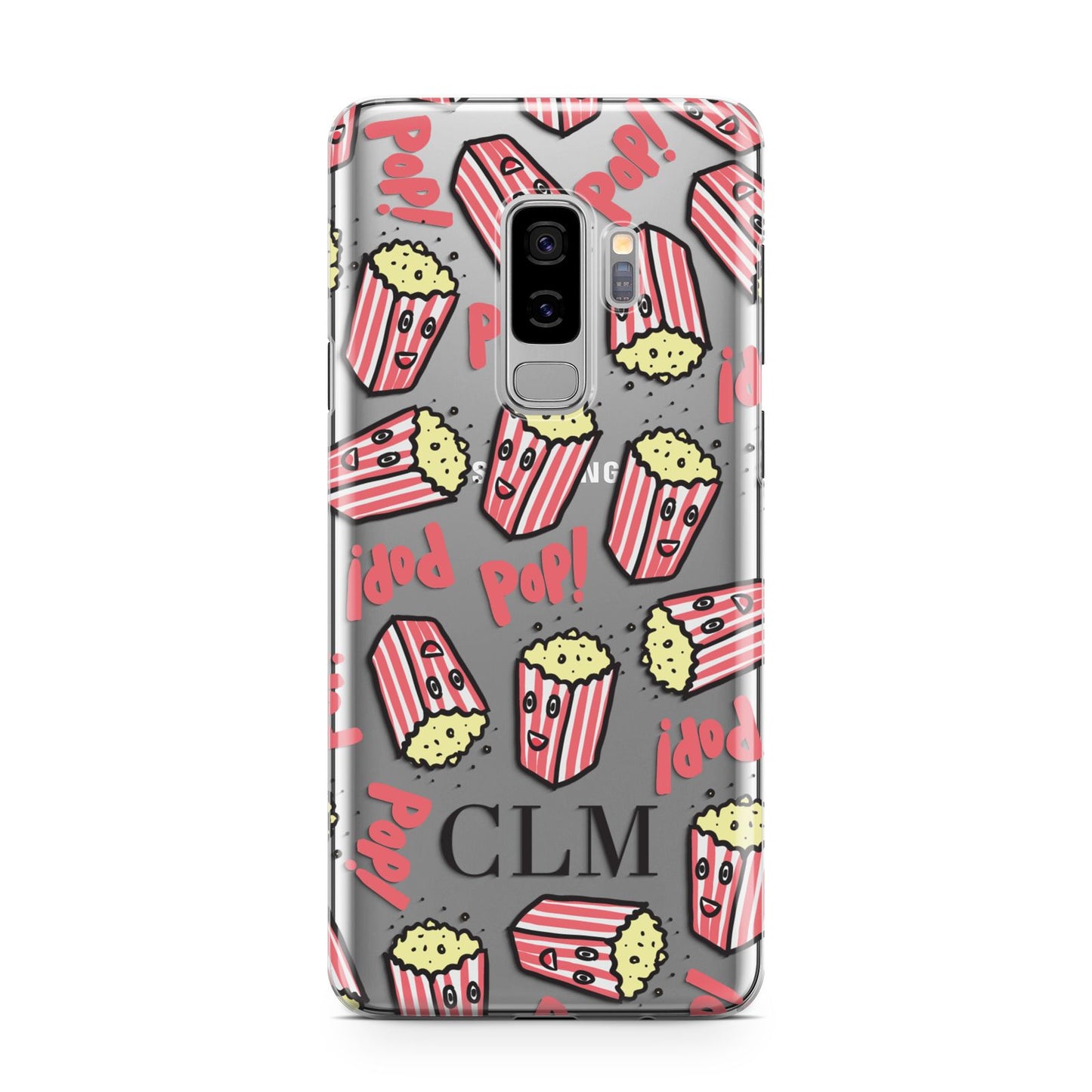 Personalised Popcorn Initials Samsung Galaxy S9 Plus Case on Silver phone
