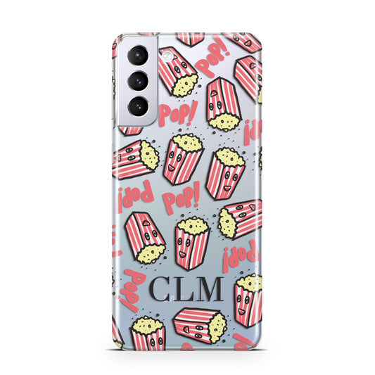 Personalised Popcorn Initials Samsung S21 Plus Phone Case