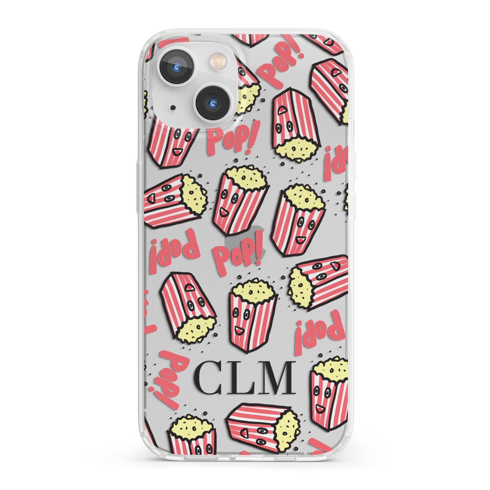 Personalised Popcorn Initials iPhone 13 Clear Bumper Case