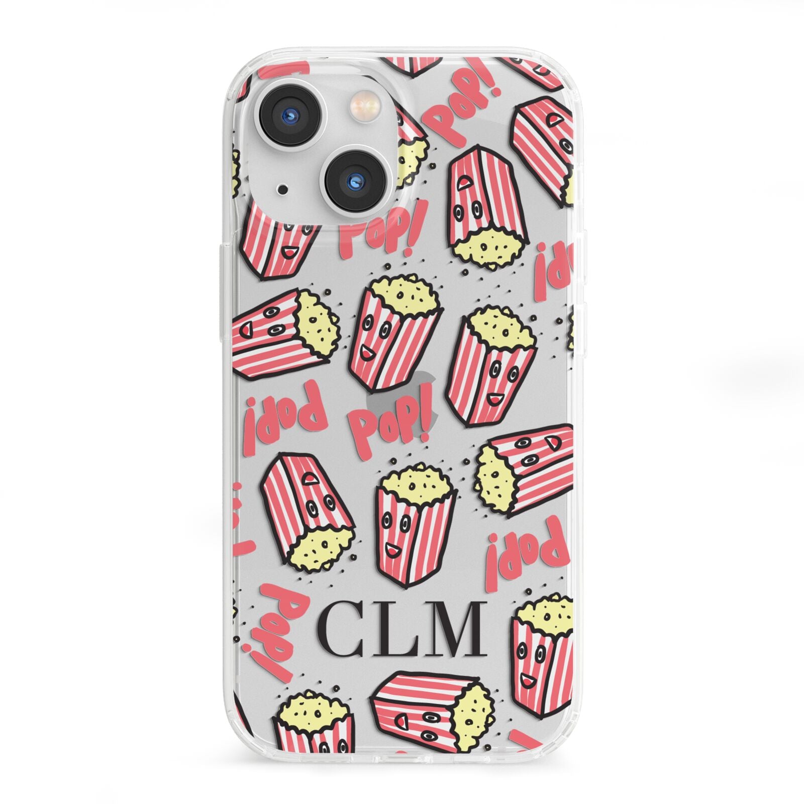 Personalised Popcorn Initials iPhone 13 Mini Clear Bumper Case