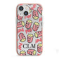 Personalised Popcorn Initials iPhone 13 Mini TPU Impact Case with Pink Edges