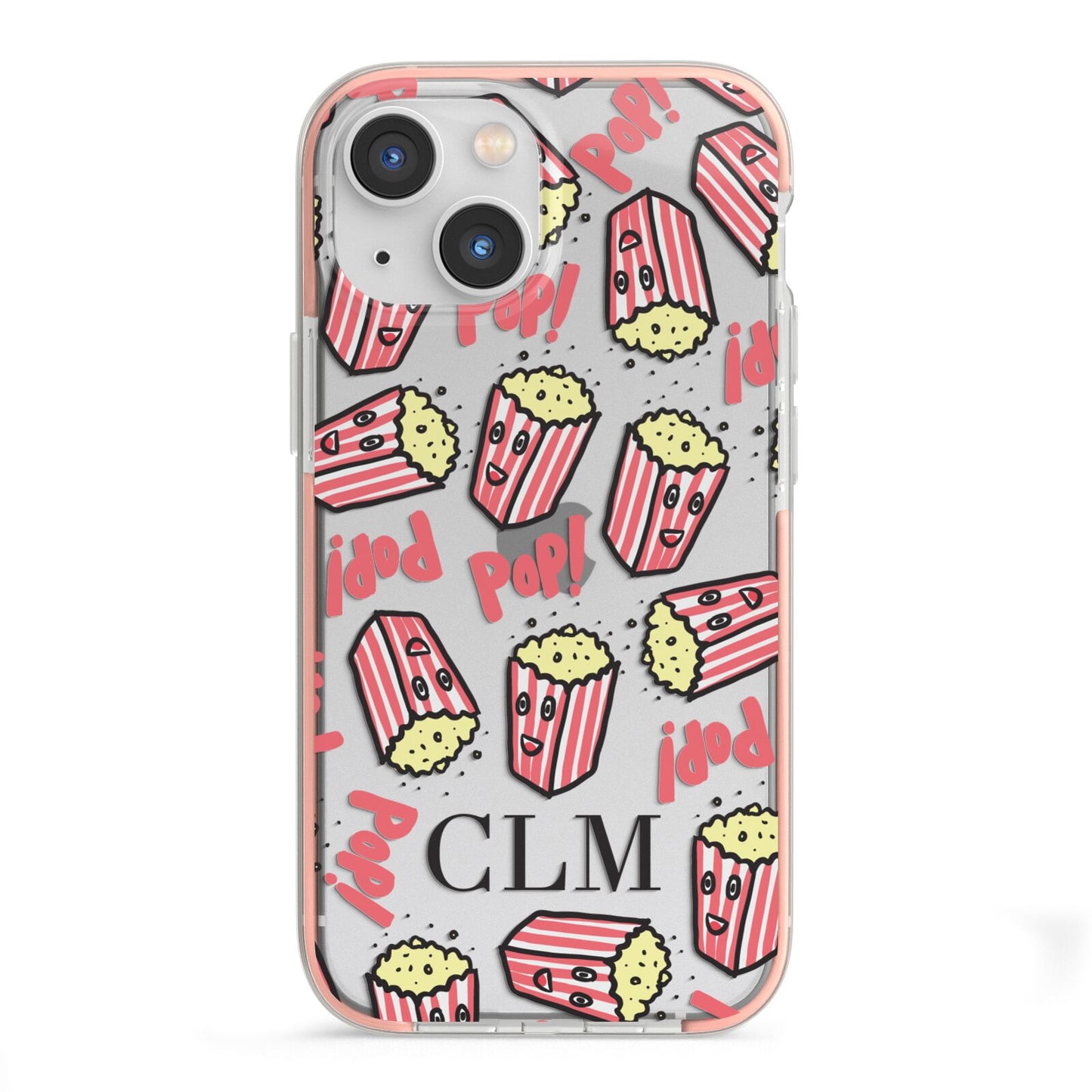 Personalised Popcorn Initials iPhone 13 Mini TPU Impact Case with Pink Edges