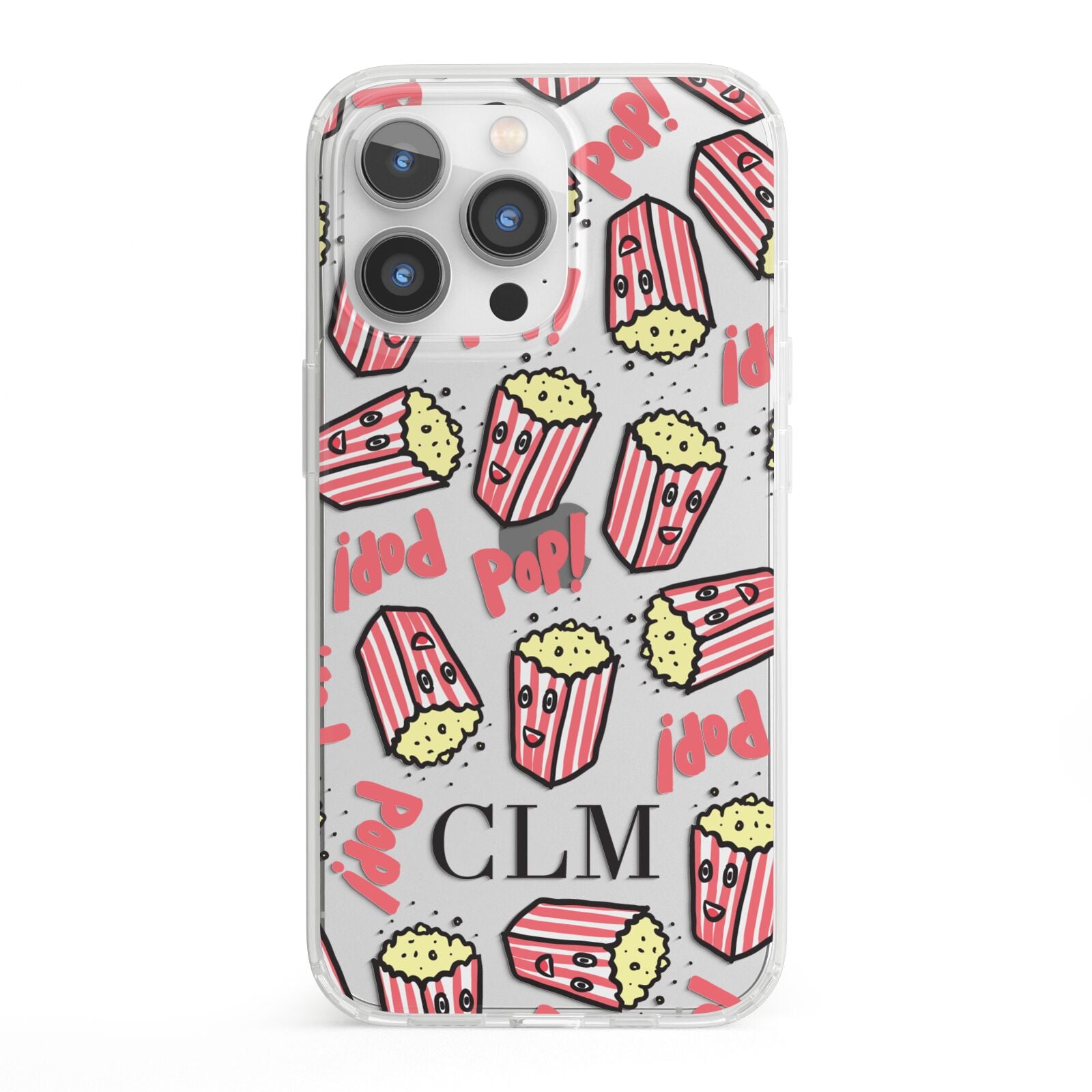 Personalised Popcorn Initials iPhone 13 Pro Clear Bumper Case