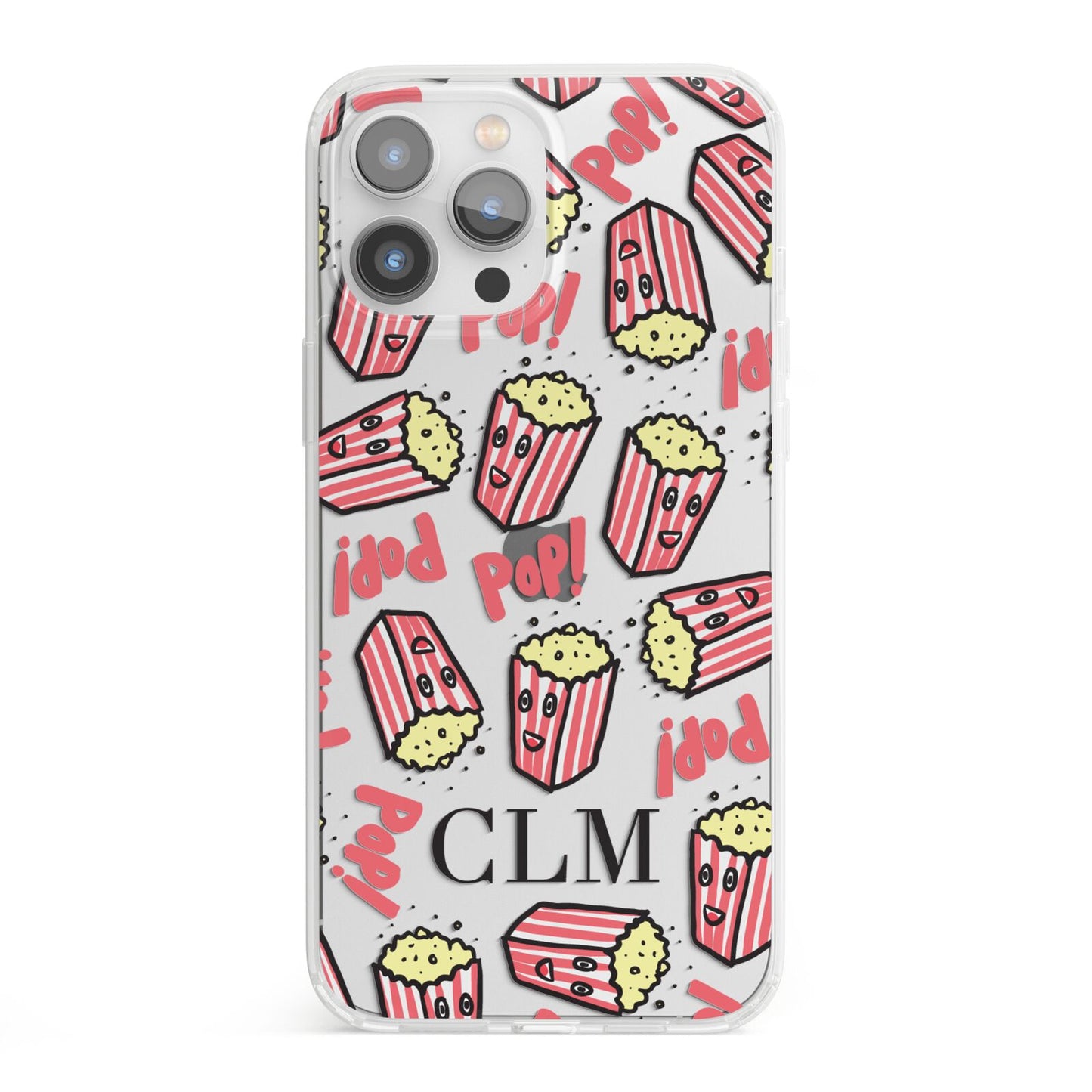 Personalised Popcorn Initials iPhone 13 Pro Max Clear Bumper Case