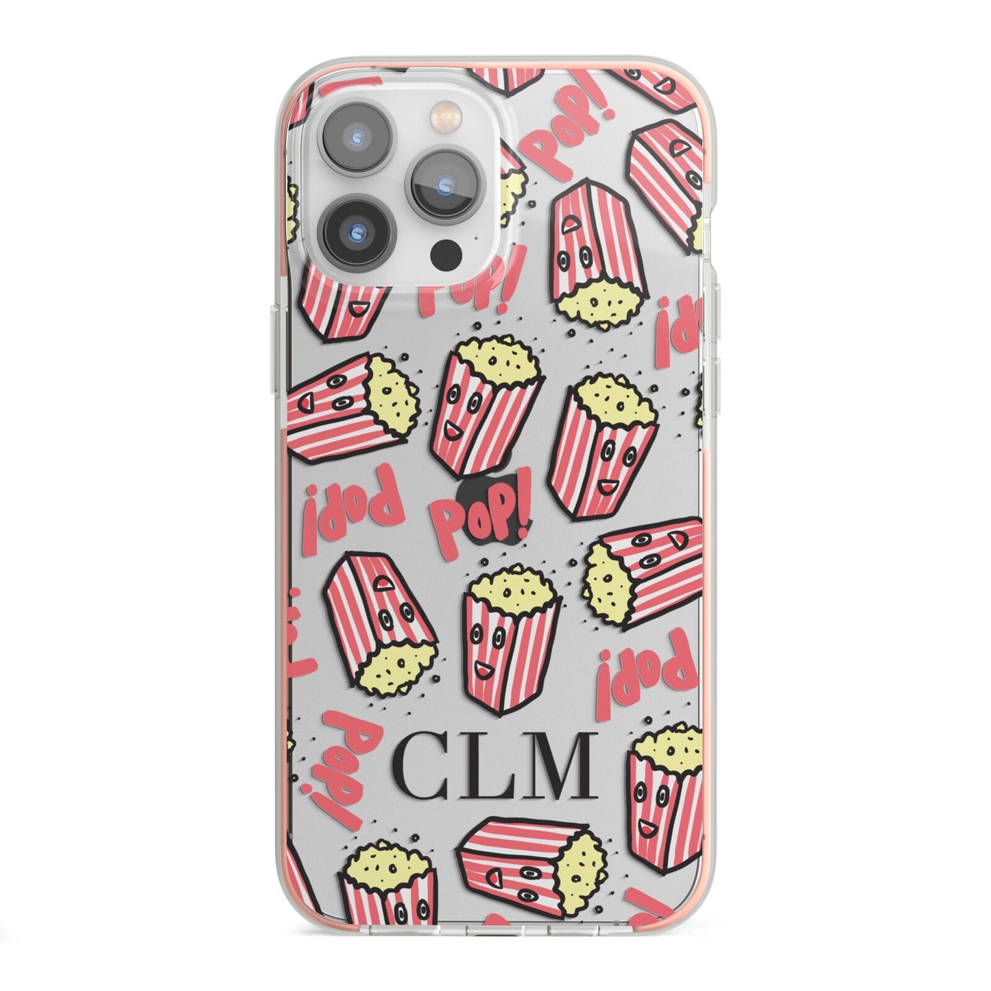 Personalised Popcorn Initials iPhone 13 Pro Max TPU Impact Case with Pink Edges
