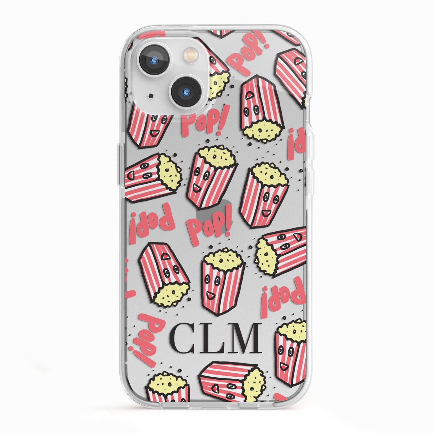 Personalised Popcorn Initials iPhone 13 TPU Impact Case with White Edges