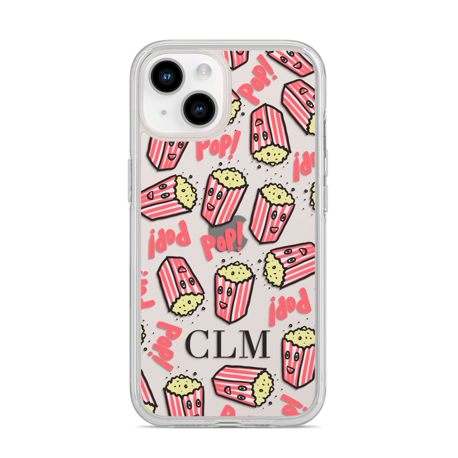 Personalised Popcorn Initials iPhone 14 Clear Tough Case Starlight