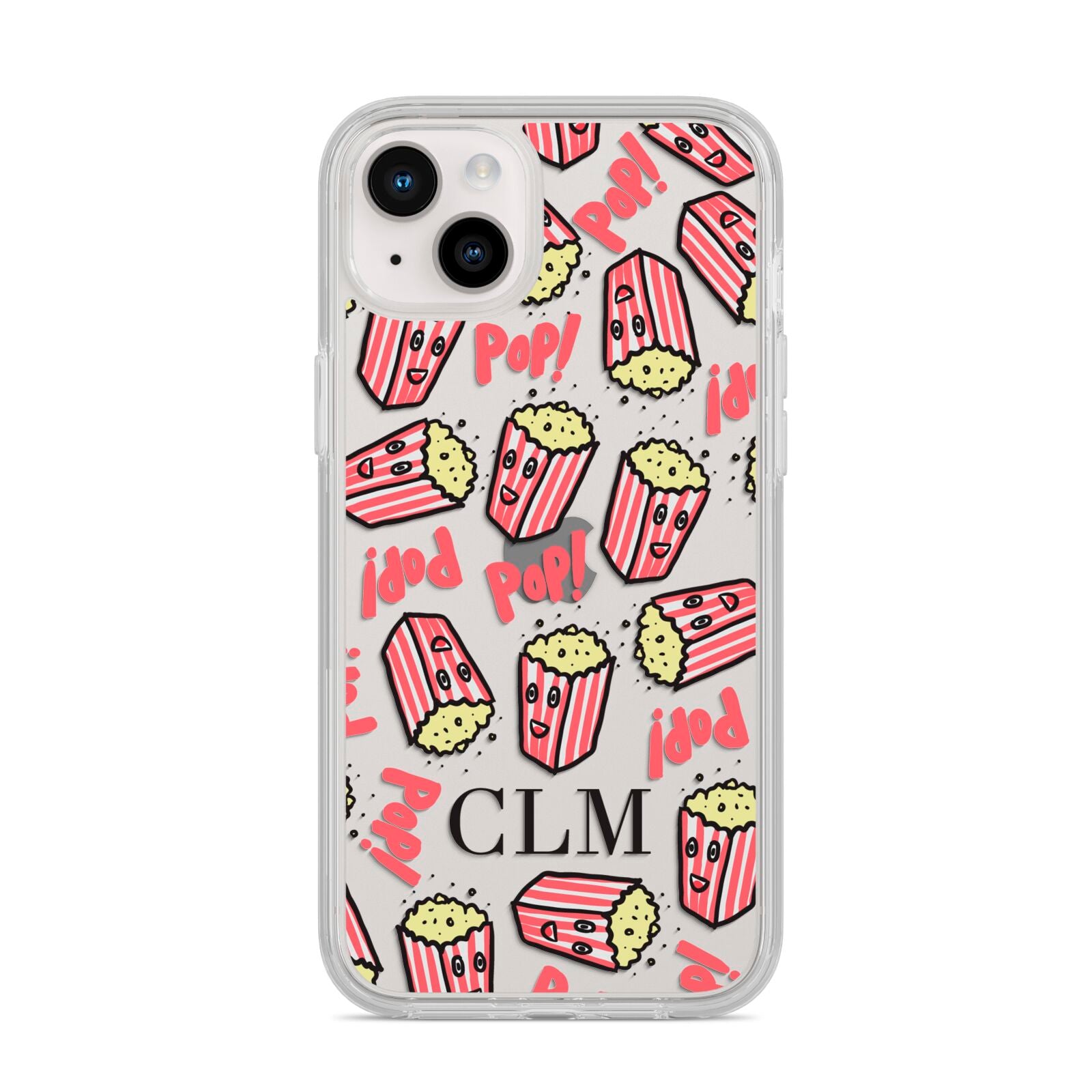 Personalised Popcorn Initials iPhone 14 Plus Clear Tough Case Starlight