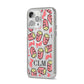 Personalised Popcorn Initials iPhone 14 Pro Max Clear Tough Case Silver Angled Image