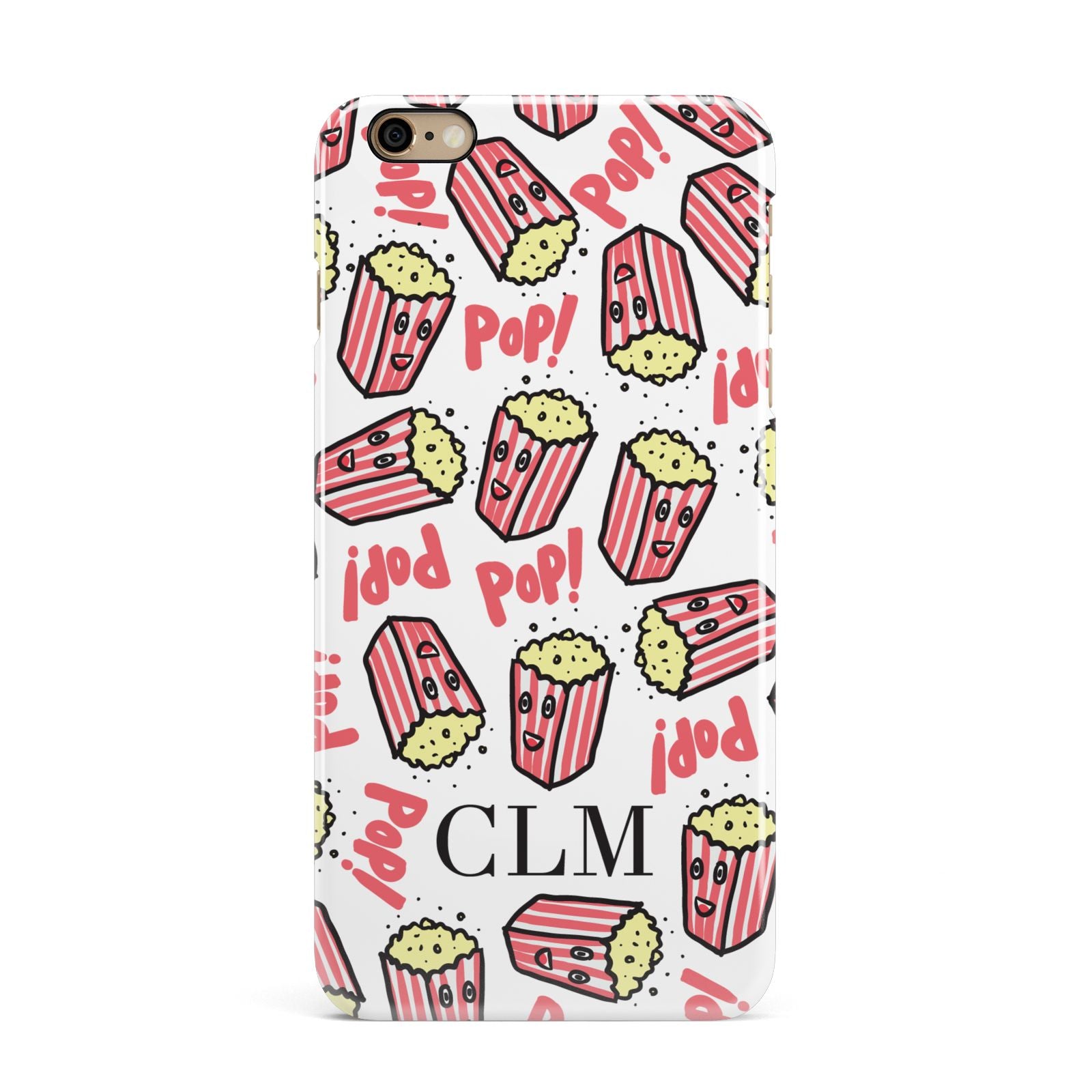 Personalised Popcorn Initials iPhone 6 Plus 3D Snap Case on Gold Phone