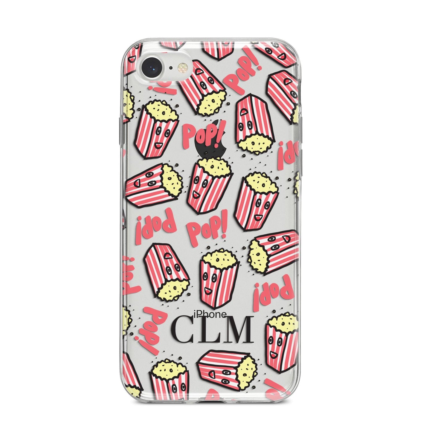 Personalised Popcorn Initials iPhone 8 Bumper Case on Silver iPhone