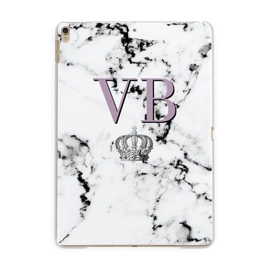 Personalised Princess Crown Initials Marble Apple iPad Gold Case