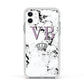 Personalised Princess Crown Initials Marble Apple iPhone 11 in White with White Impact Case