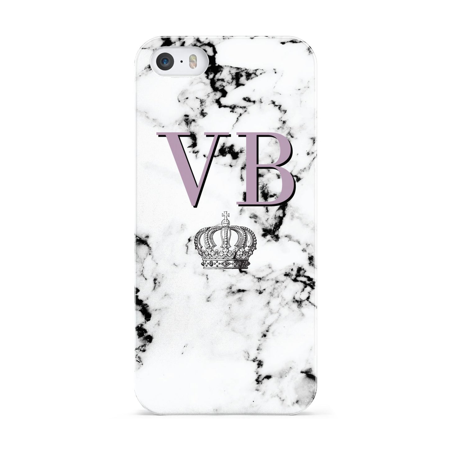 Personalised Princess Crown Initials Marble Apple iPhone 5 Case