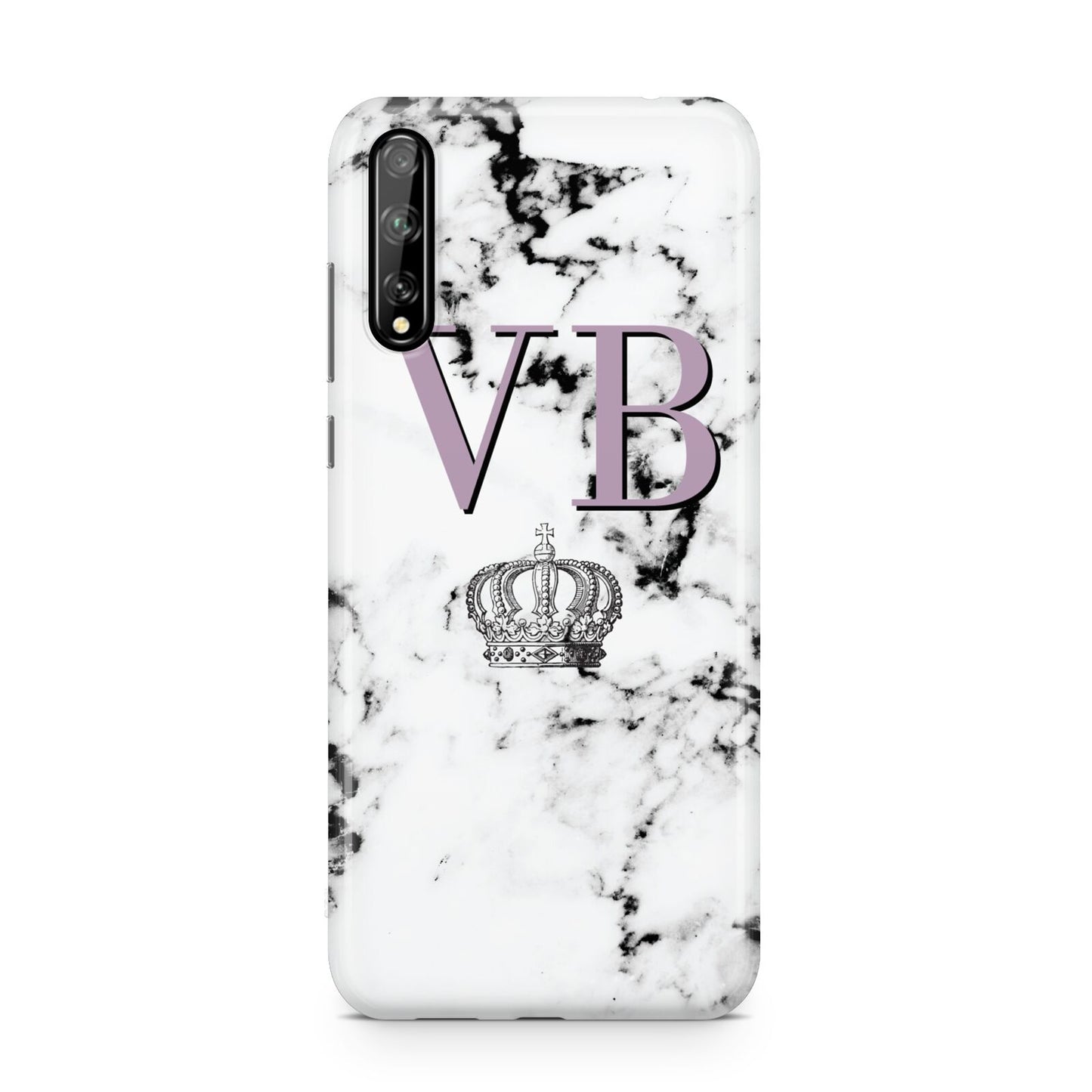 Personalised Princess Crown Initials Marble Huawei Enjoy 10s Phone Case