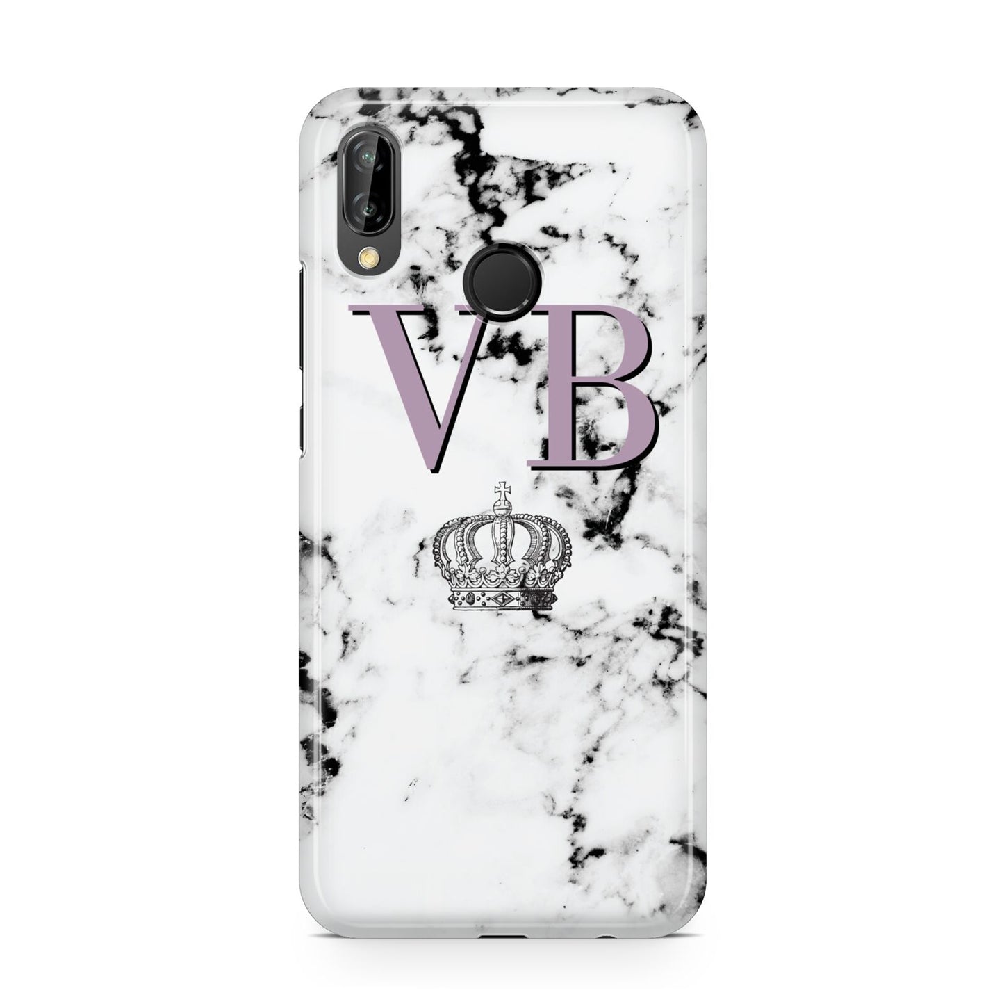 Personalised Princess Crown Initials Marble Huawei P20 Lite Phone Case