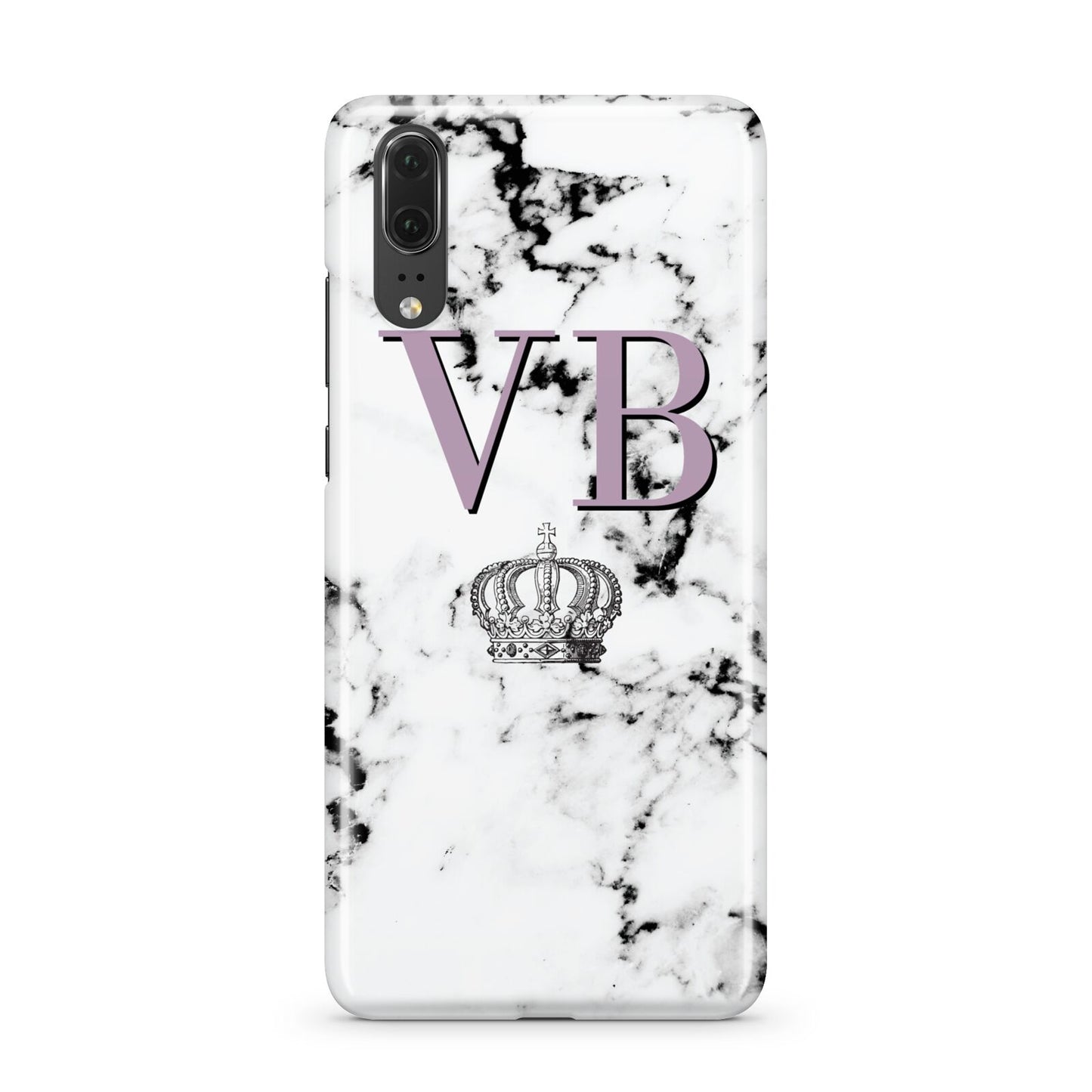 Personalised Princess Crown Initials Marble Huawei P20 Phone Case