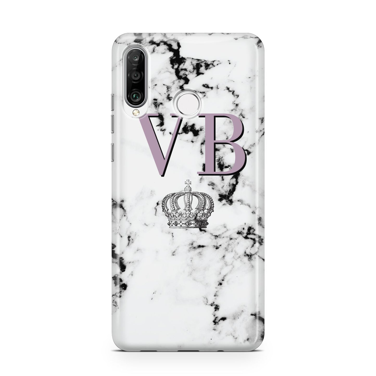 Personalised Princess Crown Initials Marble Huawei P30 Lite Phone Case