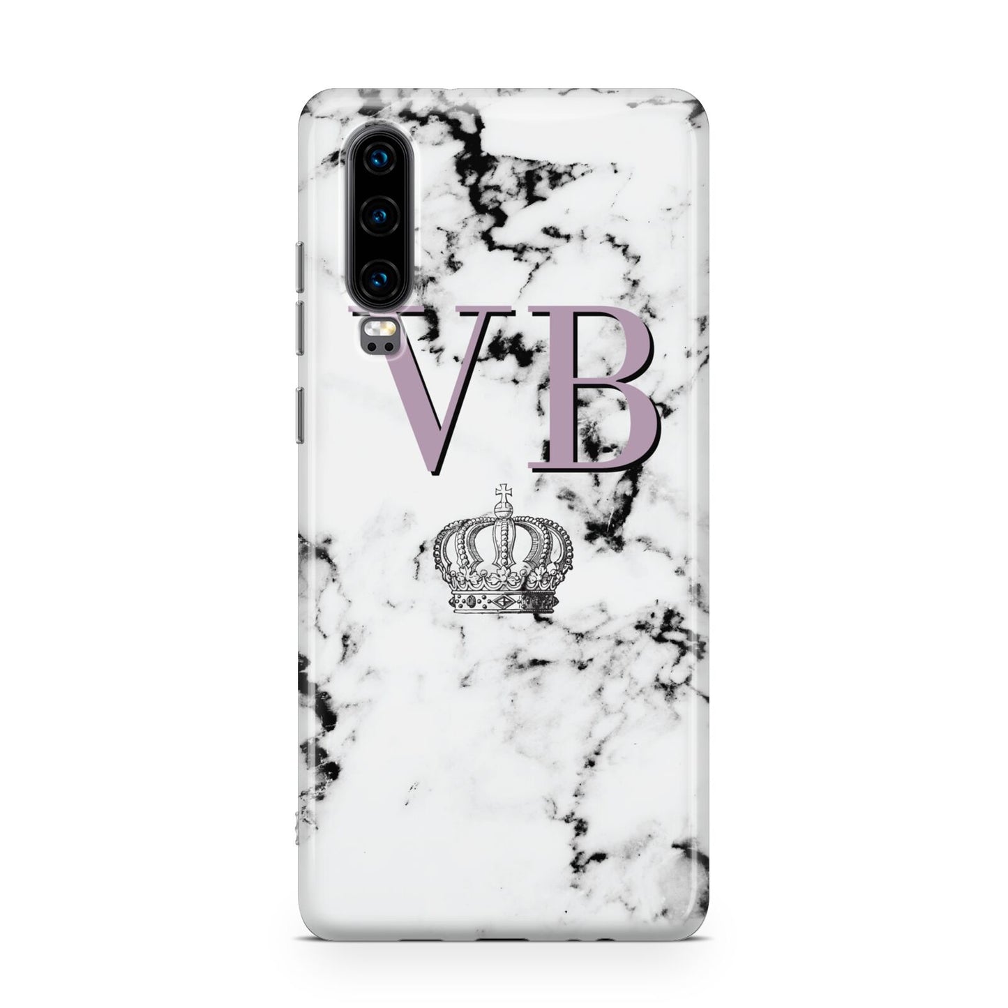 Personalised Princess Crown Initials Marble Huawei P30 Phone Case