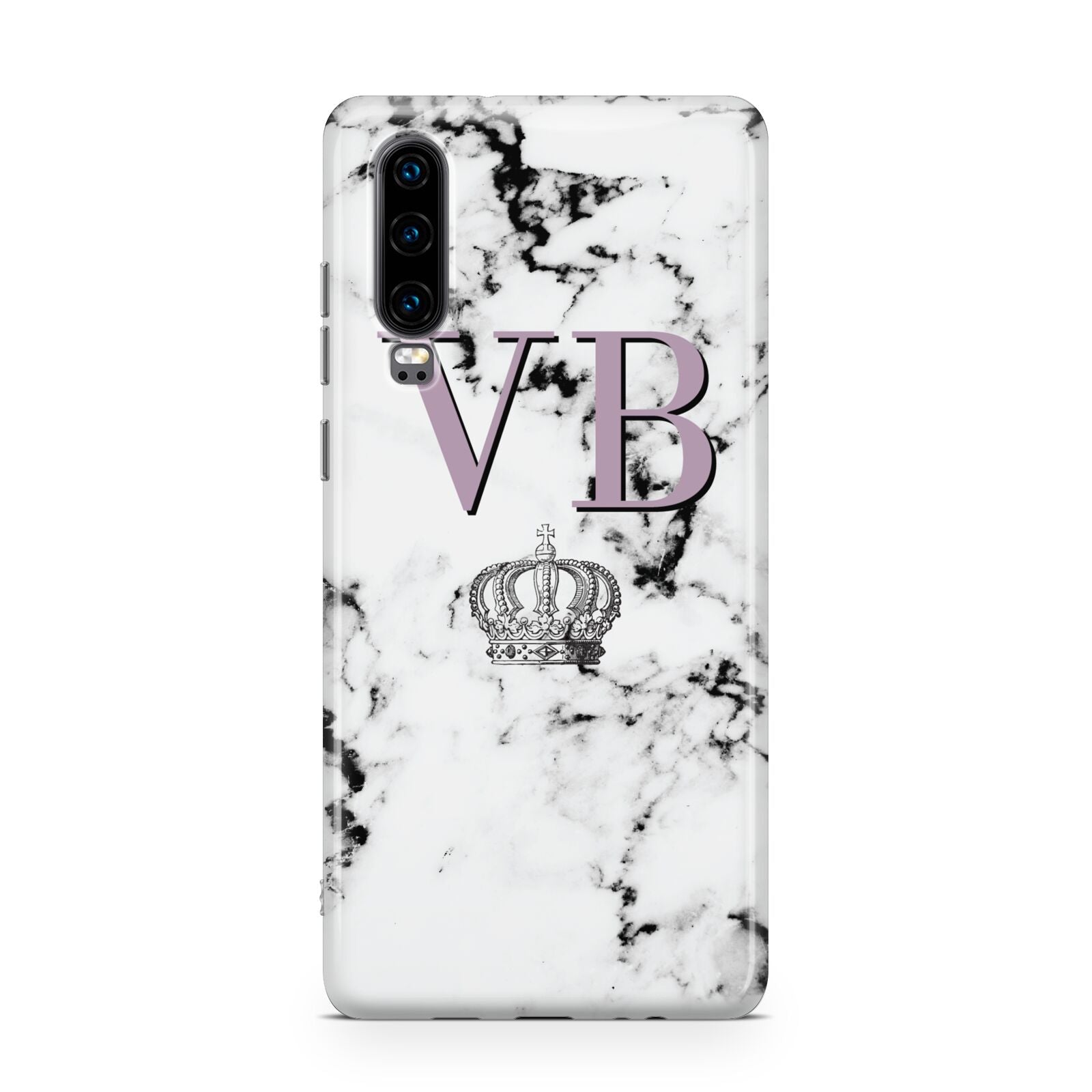 Personalised Princess Crown Initials Marble Huawei P30 Phone Case