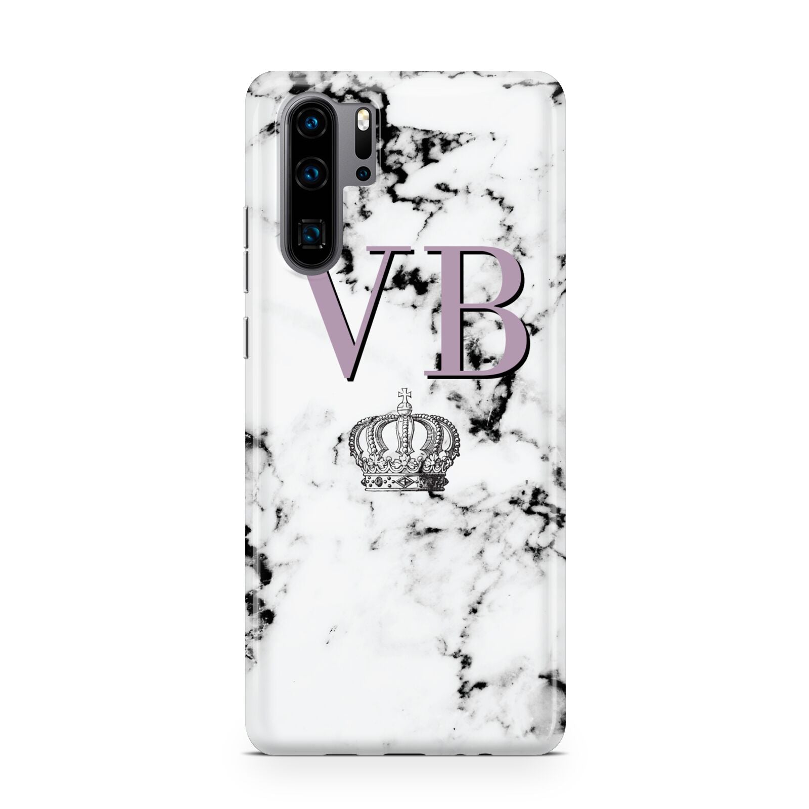 Personalised Princess Crown Initials Marble Huawei P30 Pro Phone Case