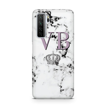 Personalised Princess Crown Initials Marble Huawei P40 Lite 5G Phone Case